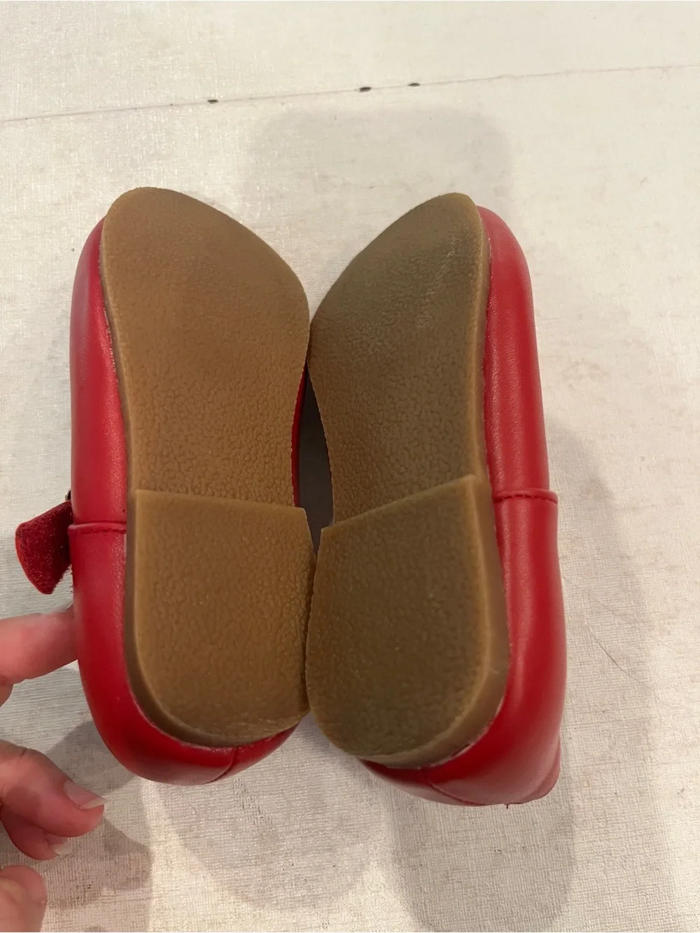 Girls Red leather Mary Jane Dress Shoes - Classic Velcro Strap. Like new!
